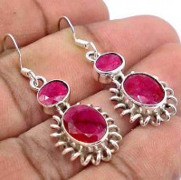 Brincos de Prata com Rubis Indianos