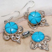 Conjunto de Prata com Turquesas