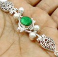 Pulseira de Prata com Esmeralda e Pérolas Marinhas